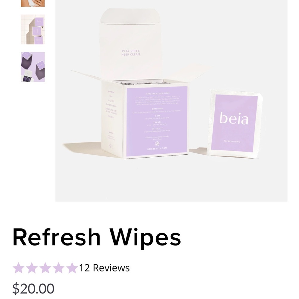 Beia Refresh Wipes- new in box